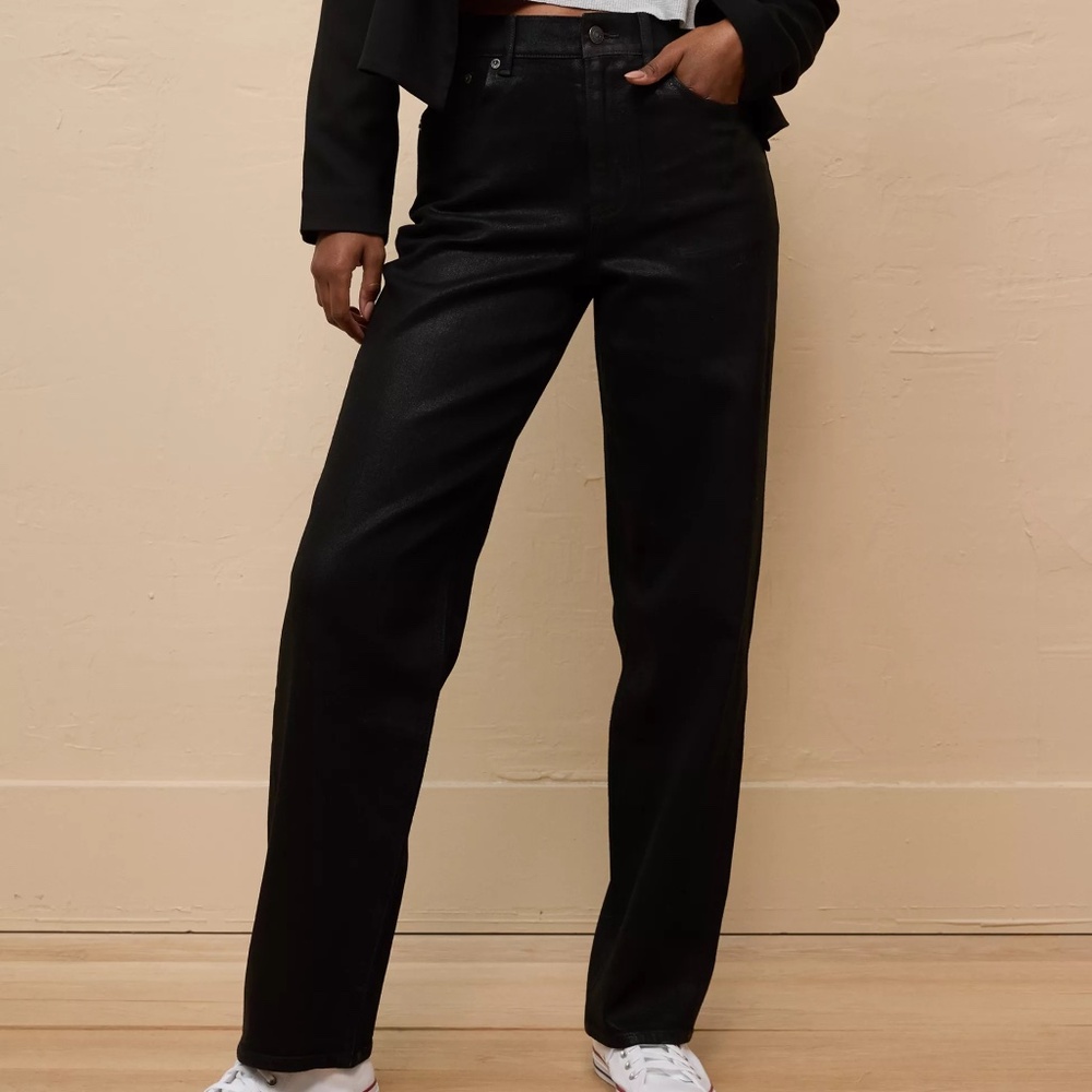 AE Stretch Coated Super High-Waisted Baggy Straight Jean NWT size 14